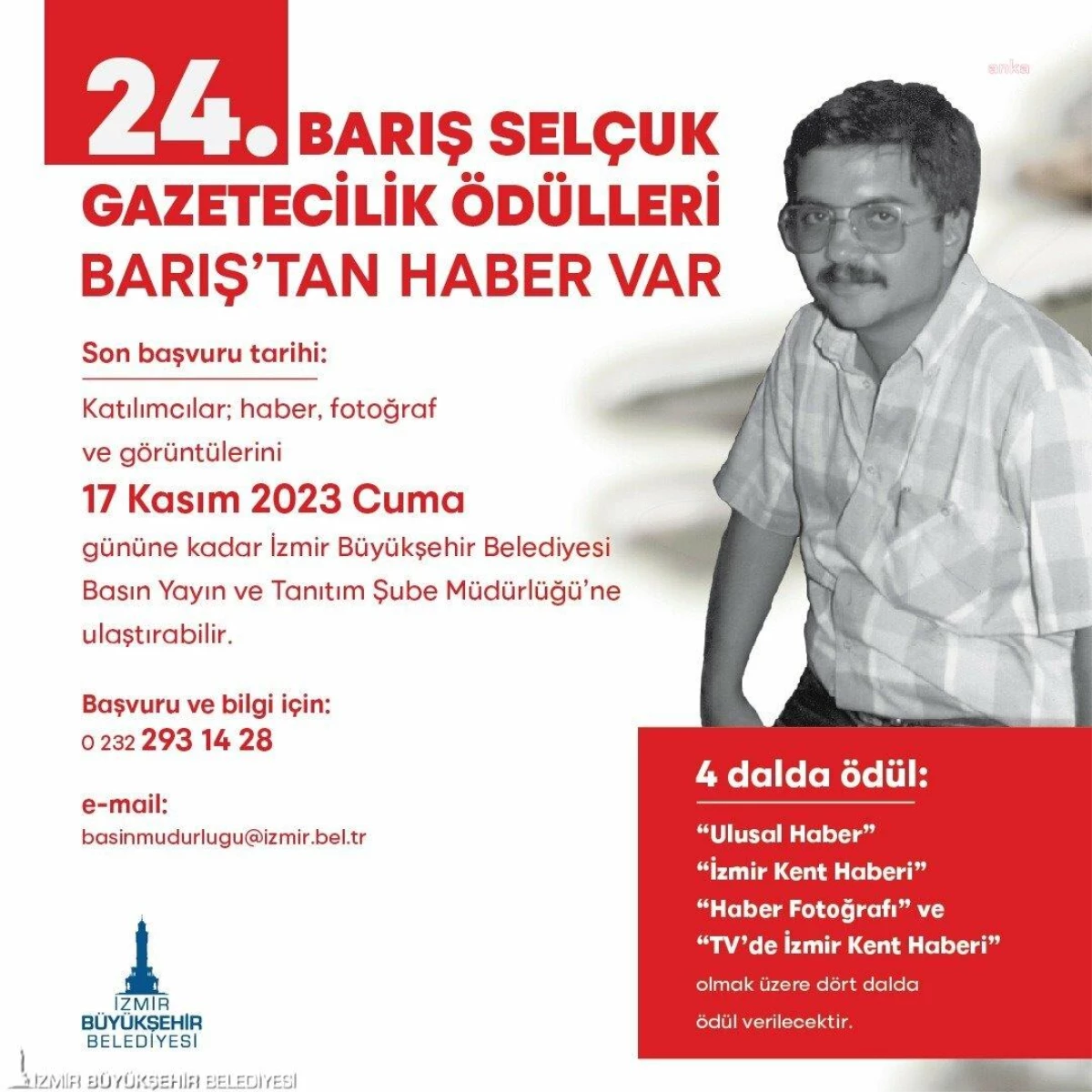 İzmir Büyükşehir Belediyesi Barış Selçuk Gazetecilik Ödülleri Başvuruları Başladı