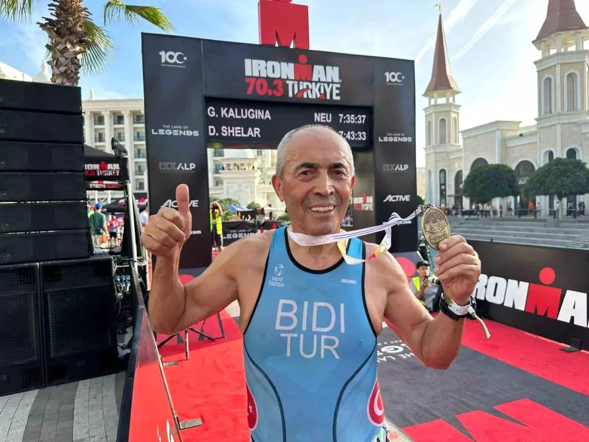 74 yaşındaki Ali Bıdı, Ironman 70.3 Türkiye yarışında en çok ilgi gören sporcu oldu