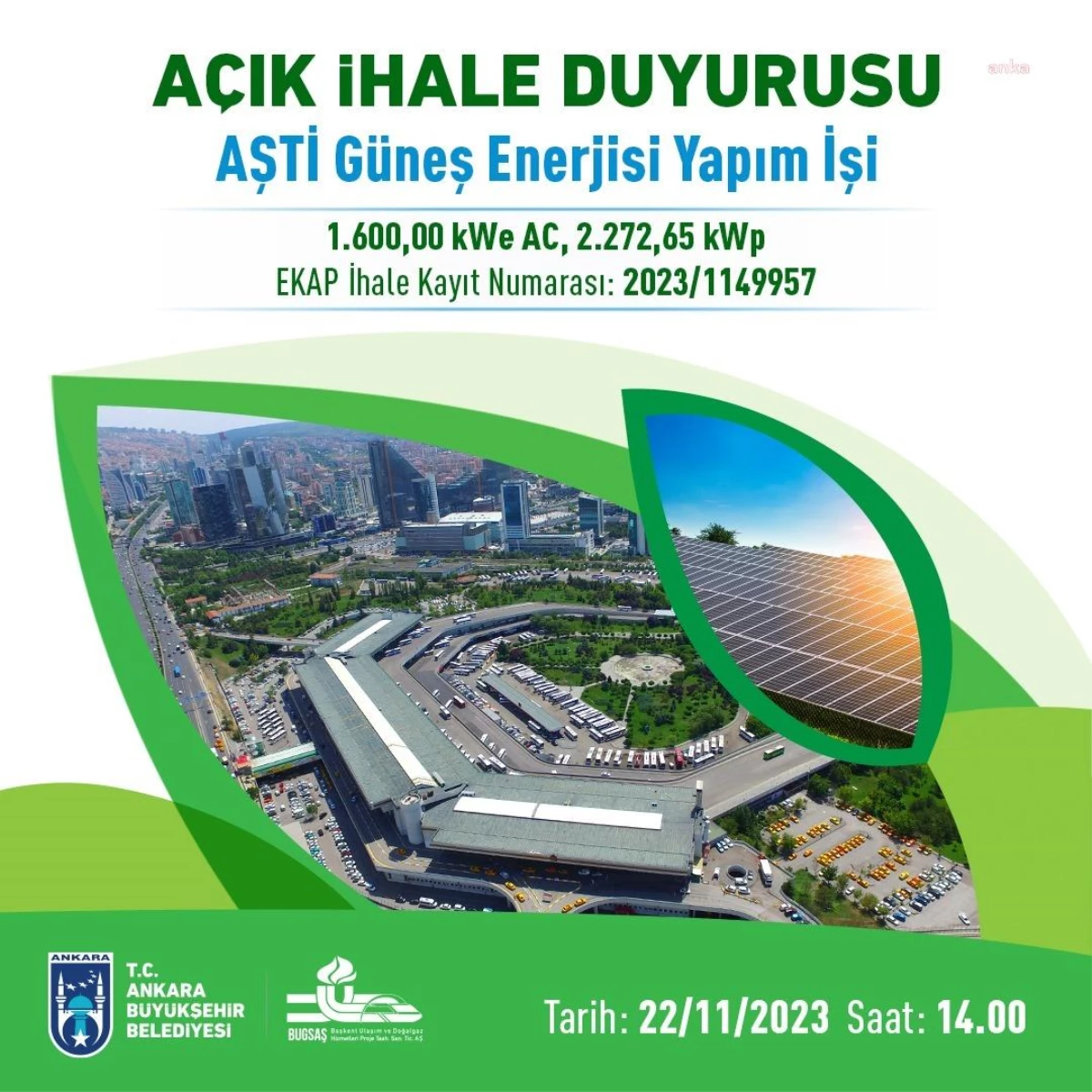 Ankara AŞTİ\'ye Güneş Enerji Santrali Kurulacak