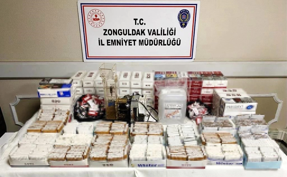 Zonguldak\'ta Kaçak Alkol ve Bandrolsüz Makaron Operasyonu