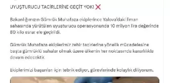 Yalova'da 80 kilo esrar ele geçirildi