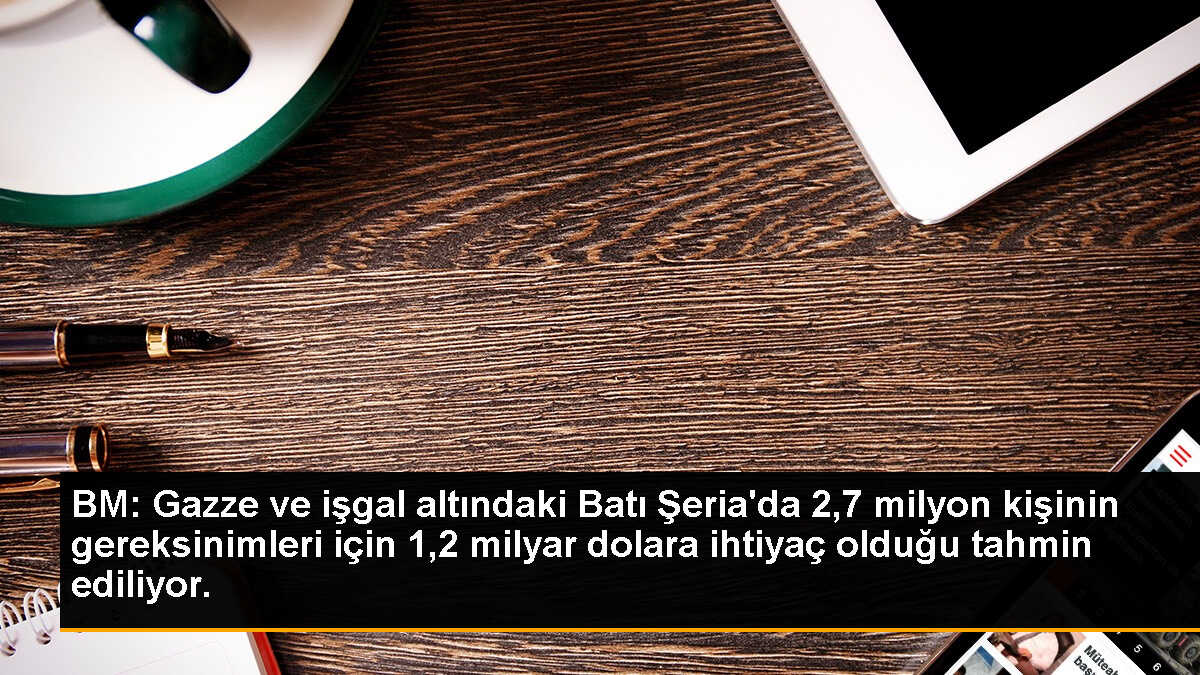 BM: Gazze ve işgal altındaki Batı Şeria\'da 2,7 milyon kişinin gereksinimleri için 1,2 milyar dolara ihtiyaç olduğu tahmin ediliyor.