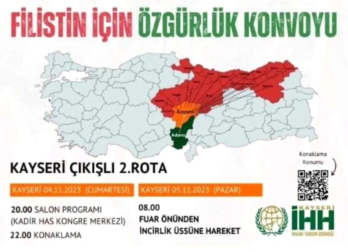 Filistin İçin Özgürlük Konvoyu Kayseri\'de Buluşuyor