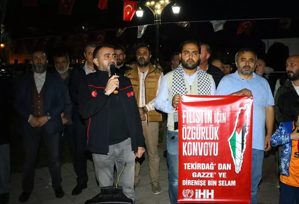 İHH İnsani Yardım Derneği Tekirdağ Şubesi Filistin\'e Destek Konvoyu Yola Çıktı