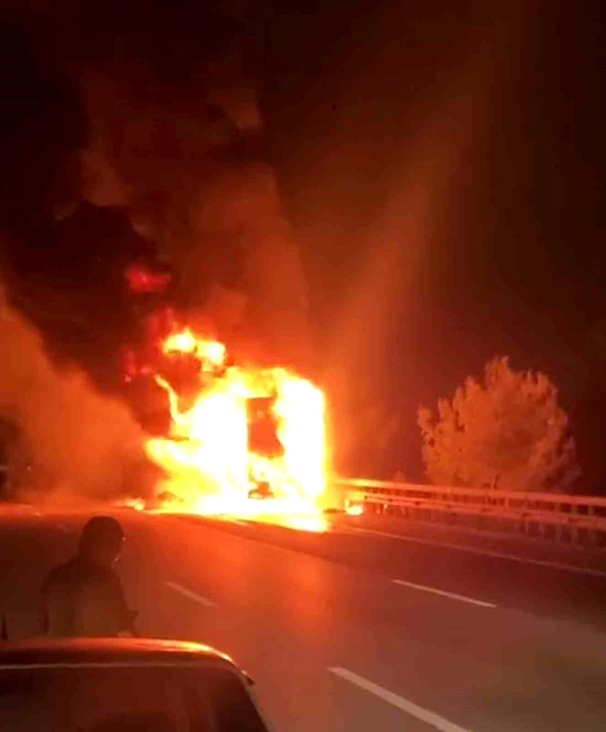 İskenderun\'da seyir halindeki tır alev alev yandı