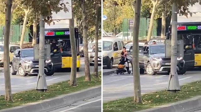 İETT otobüsünün önünü kesip kadın yolcuyu zorla aşağı indirdi İETT otobüsünün önünü kesip kadın yolcuyu zorla aşağı indirdi