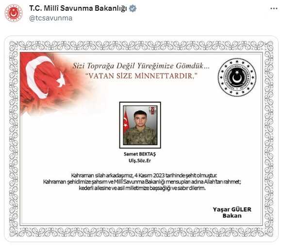 MSB: Van'da 1 asker şehit oldu MSB: Van'da 1 asker şehit oldu