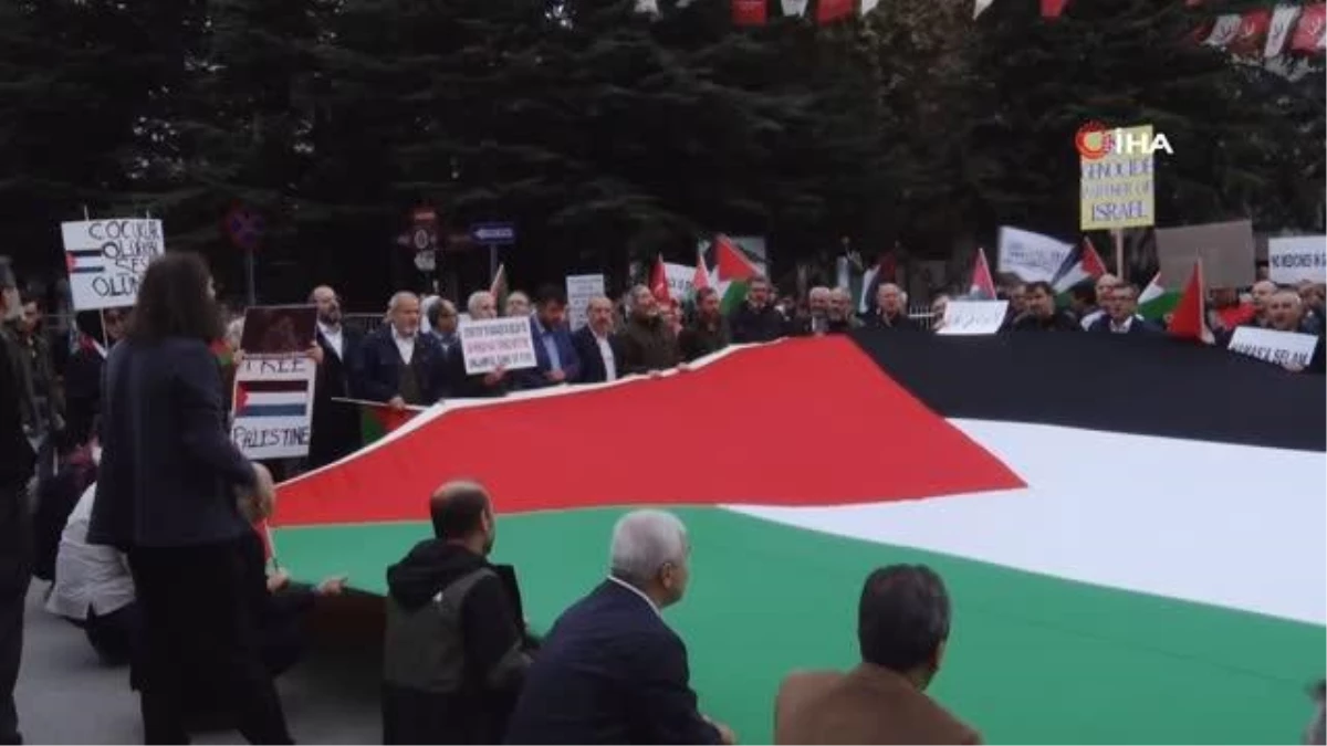 Dışişleri Bakanlığı önünde ABD\'li Bakan Blinken\'e Filistin protestosu