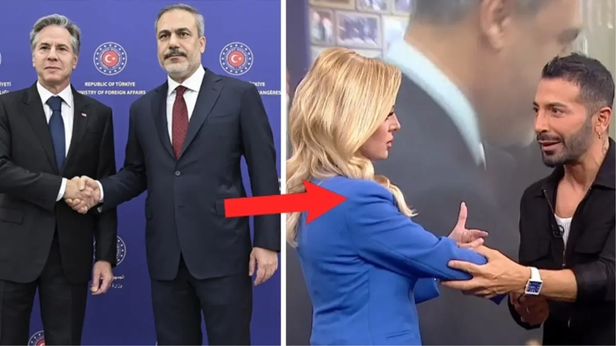 Canlı yayınında ilginç anlar! Hakan Fidan ile Blinken\'ın tokalaşmasından olay başka yerlere gitti