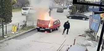 Safranbolu'da Otomobil Yangını Vatandaşlar Tarafından Söndürüldü