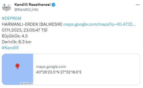 Son Dakika: Marmara Denizi'nde 4.1 büyüklüğünde deprem meydana geldi Son Dakika: Marmara Denizi'nde 4.1 büyüklüğünde deprem meydana geldi