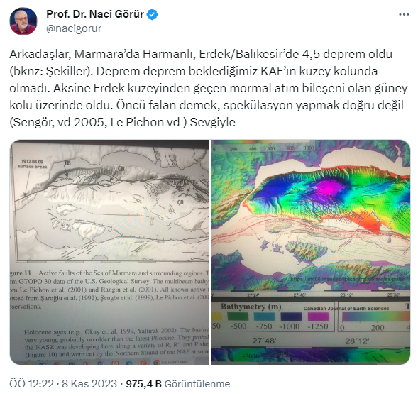 Naci Görür'den Marmara depremiyle ilgili açıklama: Öncü falan demek, spekülasyon yapmak doğru değil