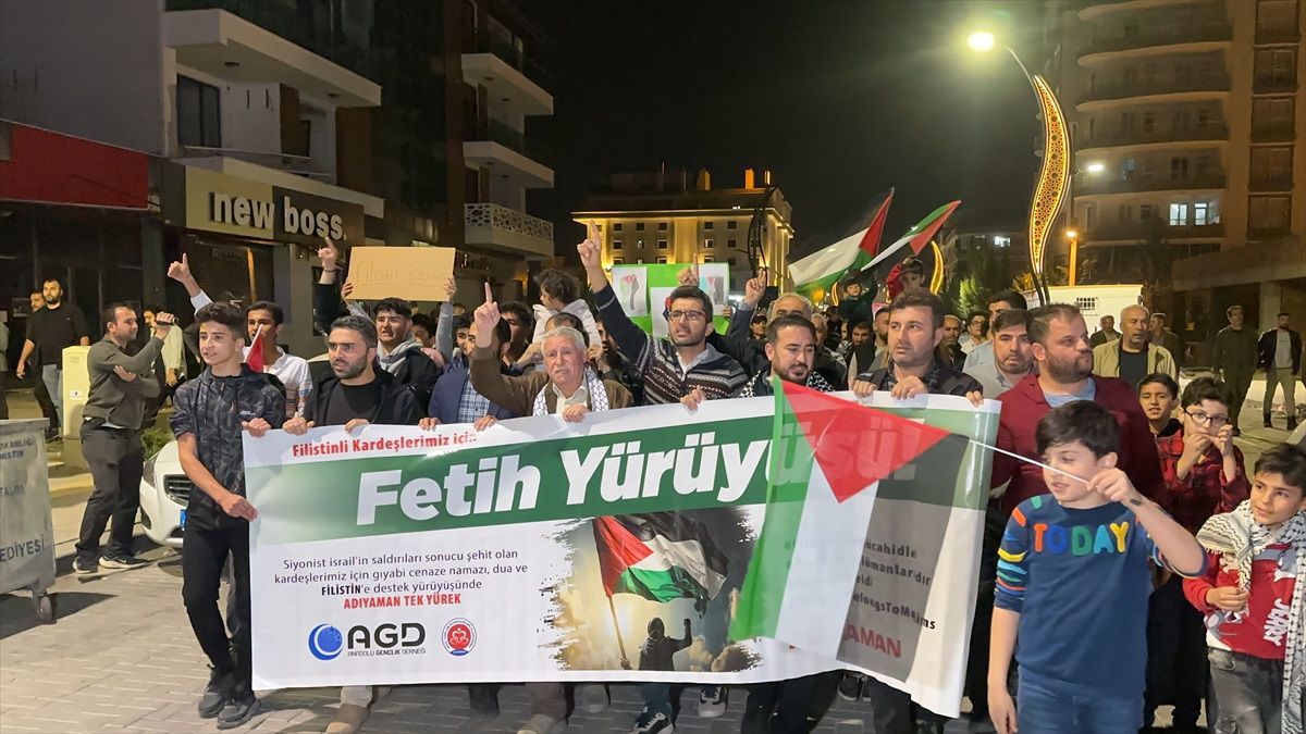 Adıyaman\'da İsrail\'in Filistin\'e yönelik saldırılarını protesto etmek için yürüyüş düzenlendi