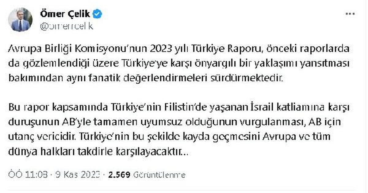 AK Parti Sözcüsü Çelik: AB\'nin Türkiye\'ye karşı tutumu utanç verici