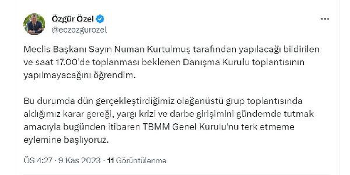 CHP, TBMM Genel Kurulu\'nu terk etmeme eylemine başlıyor