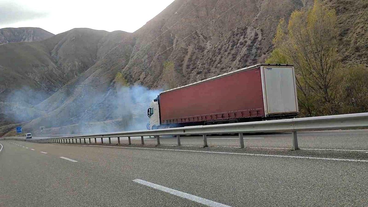 Özbekistan plakalı tır yanmaktan son anda kurtuldu