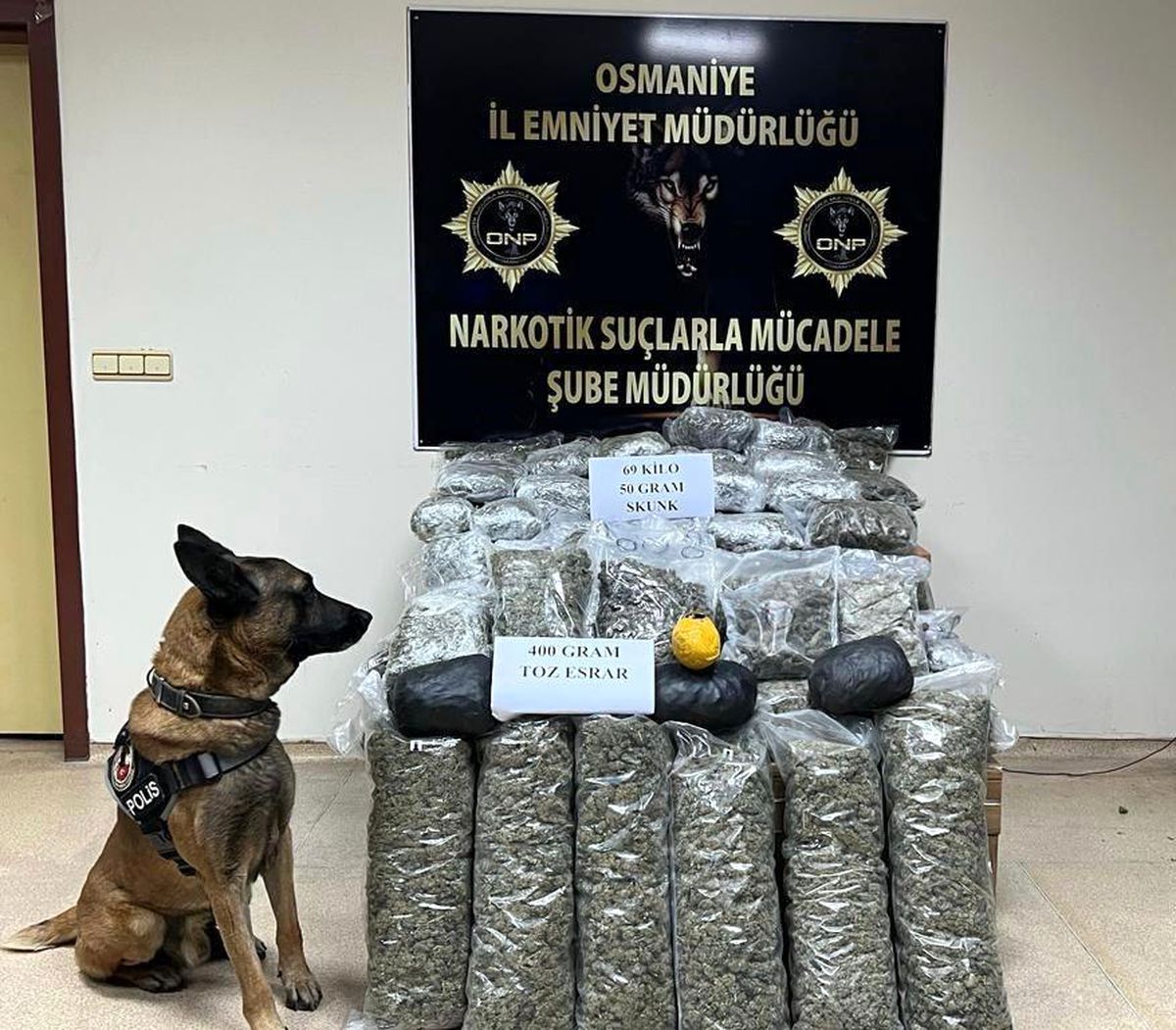 Osmaniye\'de minibüste uyuşturucu operasyonu: 69 kilo Skunk ve 400 gram toz esrar ele geçirildi