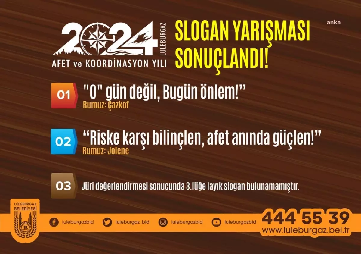 Lüleburgaz Belediyesi 2024 Afet ve Koordinasyon Yılı Slogan Yarışması Sonuçlandı