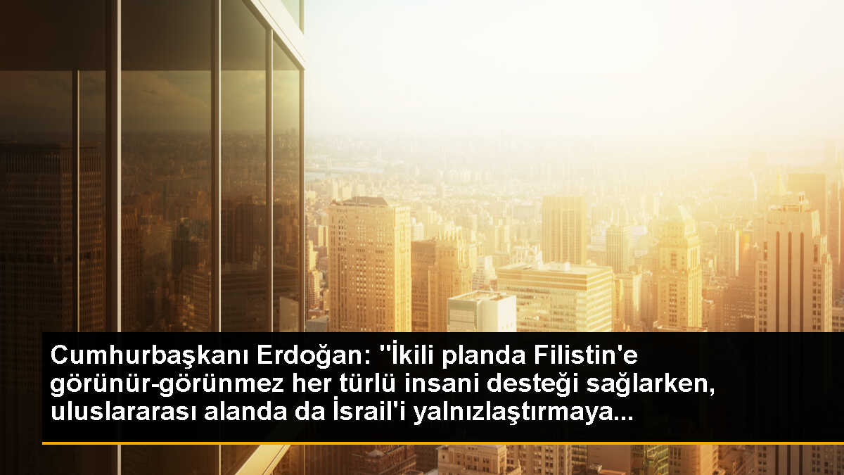 Cumhurbaşkanı Erdoğan: "İkili planda Filistin\'e görünür-görünmez her türlü insani desteği sağlarken, uluslararası alanda da İsrail\'i yalnızlaştırmaya...