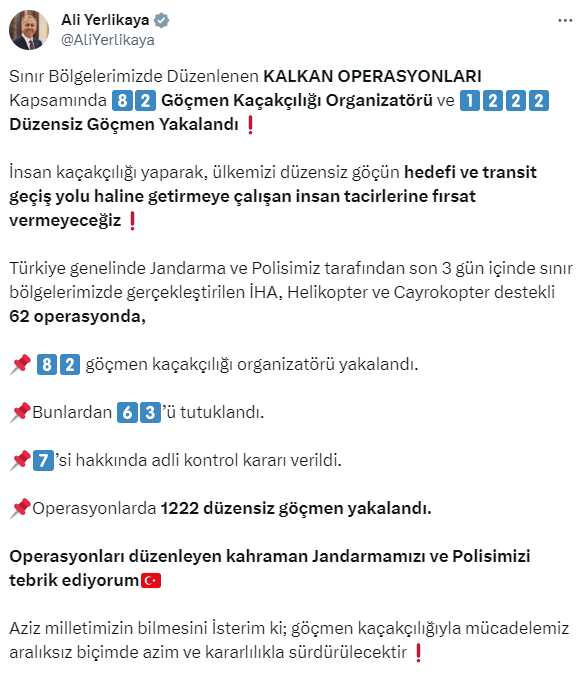 Kalkan Operasyonları kapsamında 82 Göçmen Kaçakçılığı Organizatörü yakalandı Kalkan Operasyonları kapsamında 82 Göçmen Kaçakçılığı Organizatörü yakalandı