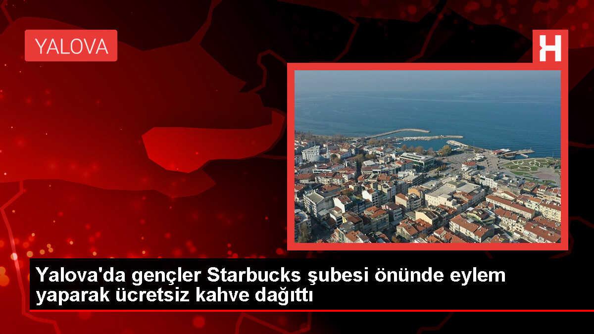 Yalova'da Gençler İsrail'in Saldırılarını Protesto Etmek İçin Starbucks Şubesi Önünde Ücretsiz Kahve İkramında Bulundu