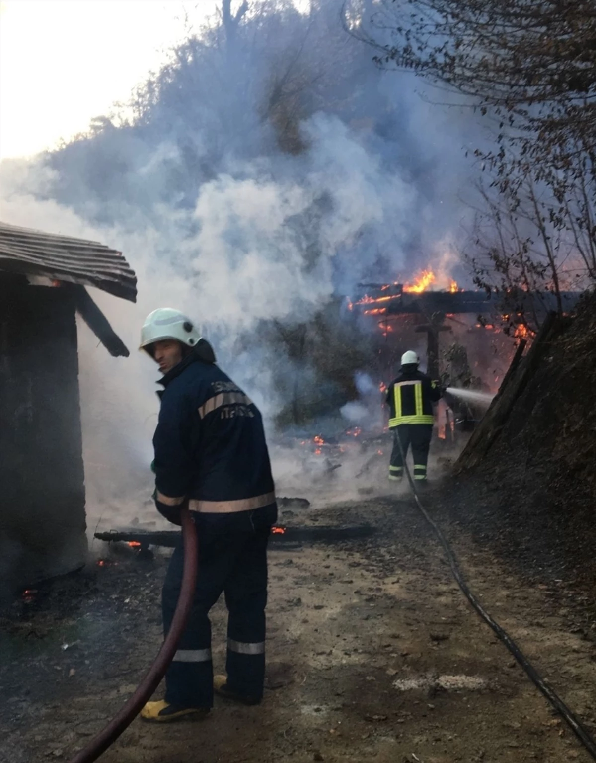 Artvin\'in Borçka ilçesinde ev ve samanlık yangını