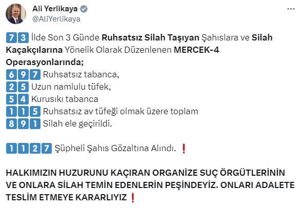 73 ilde silah kaçakçılarına yönelik operasyon! 1.127 şüpheli yakalandı