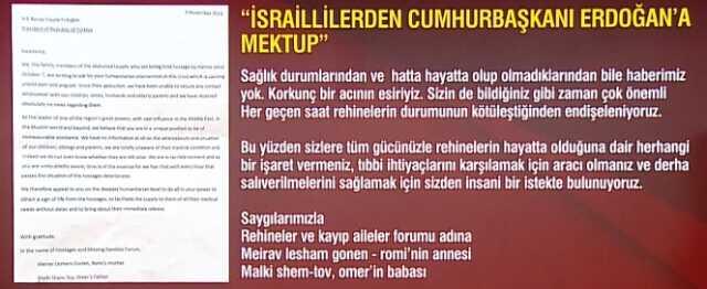 İsrailli rehinelerin aileleri Cumhurbaşkanı Erdoğan'a mektup yazdı İsrailli rehinelerin aileleri Cumhurbaşkanı Erdoğan'a mektup yazdı