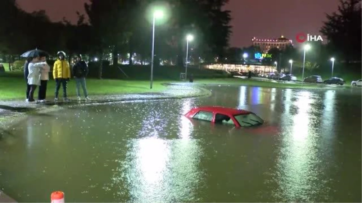 Park halindeki aracını çıkarmak isterken gölete düştü