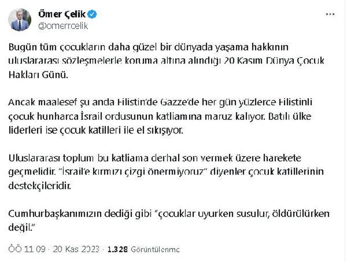 AK Parti Sözcüsü: Batılı ülkeler çocuk katilleri ile el sıkışıyor