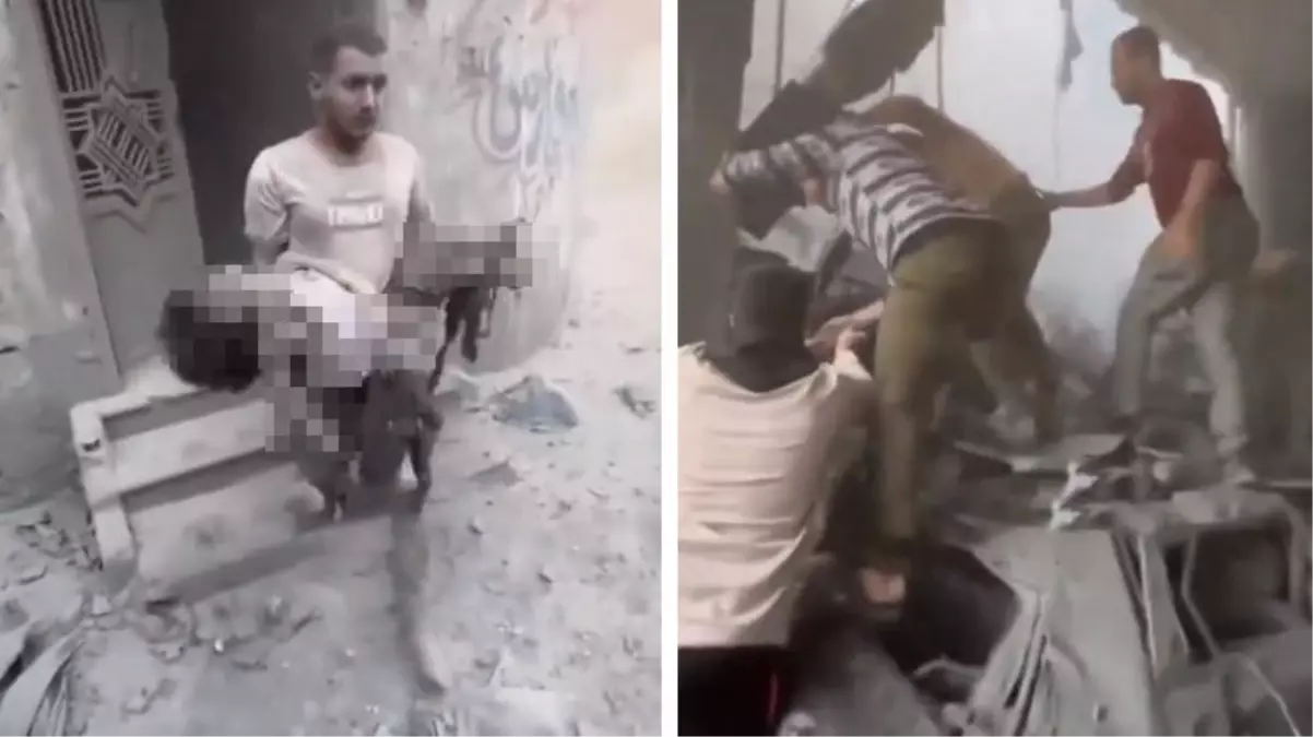 İsrail ordusu, işgale başladığı Gazze Şeridi'ndeki Han Yunus kentinde bir binayı vurdu