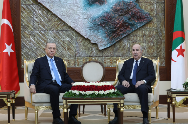 Cumhurbaşkanı Erdoğan'ın Cezayir Cumhurbaşkanı Tebbun'la görüşmesi başladı