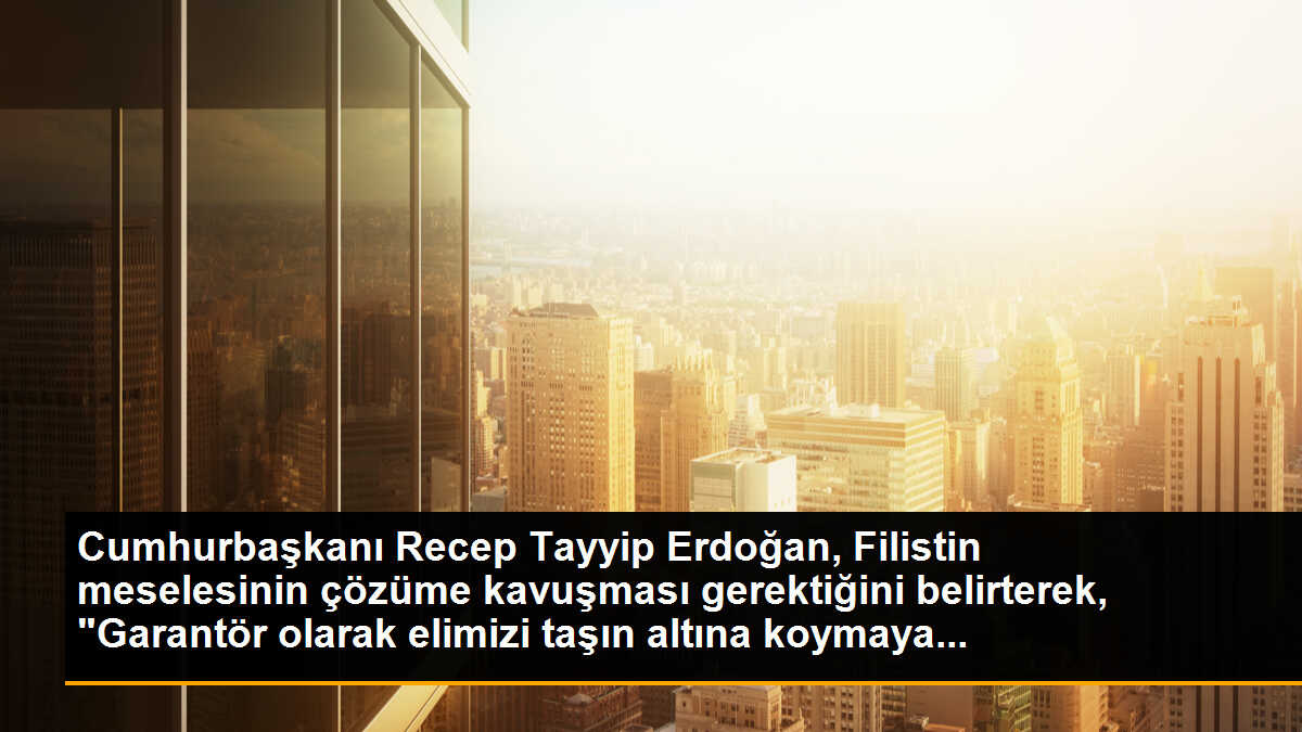 Cumhurbaşkanı Recep Tayyip Erdoğan, Filistin meselesinin çözüme kavuşması gerektiğini belirterek, "Garantör olarak elimizi taşın altına koymaya...