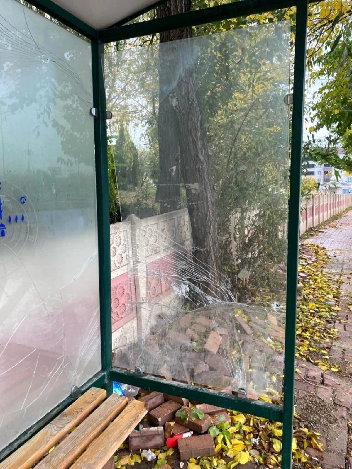 Elazığ\'da Belediye Otobüs Durağının Camları Kırıldı