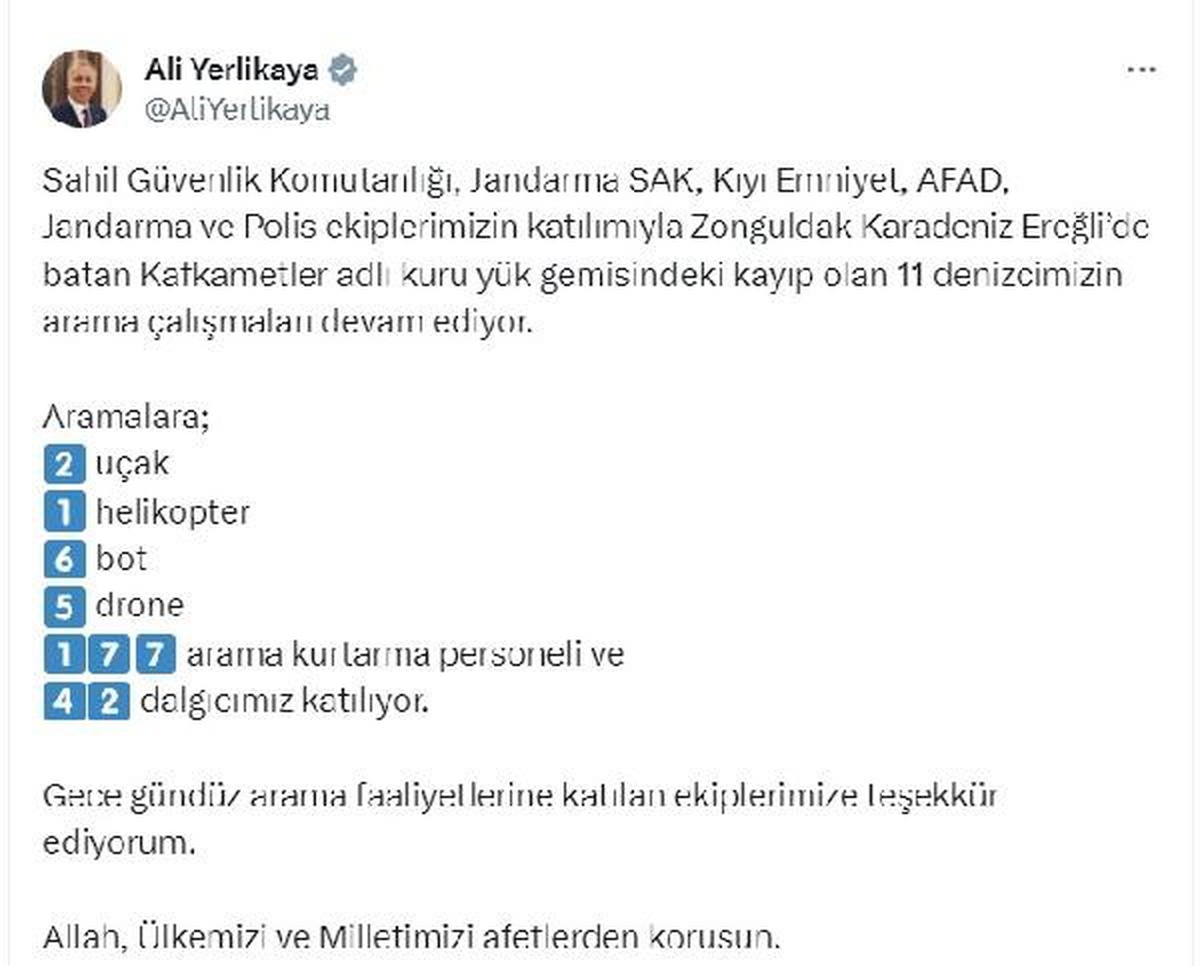 Zonguldak\'ta Batan Gemideki Kayıp Denizcilerin Arama Çalışmaları Devam Ediyor
