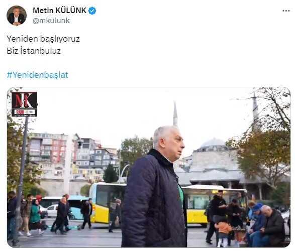 Eski AK Parti Milletvekili Metin Külünk, İstanbul Büyükşehir Belediye Başkanlığı için aday adayı oldu