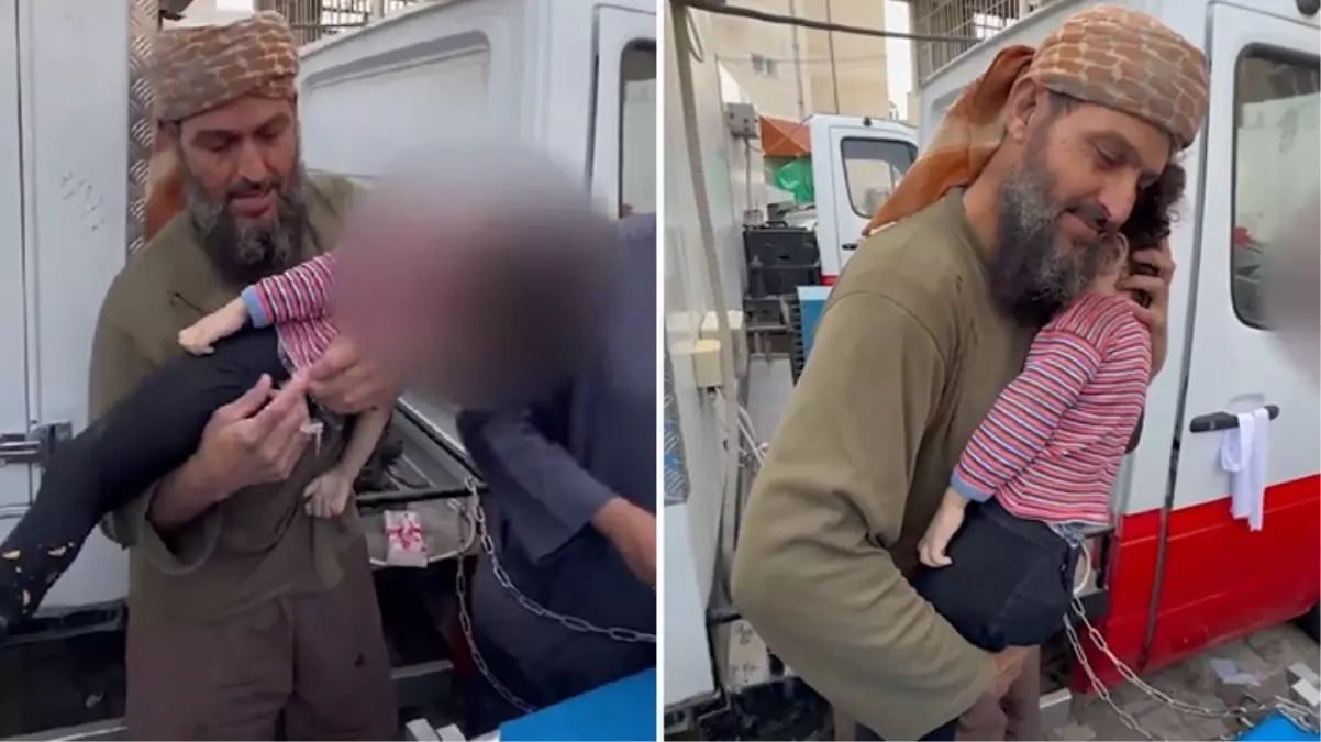 İsrail\'in saldırılarında hayatını kaybeden torununa Filistinli dedenin son vedası