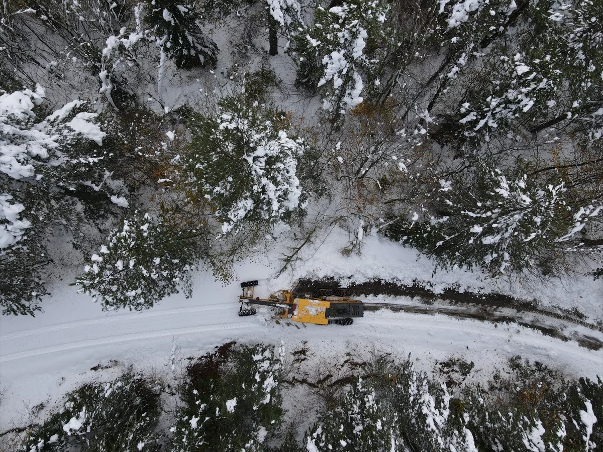Kastamonu\'da kar yağışı nedeniyle 12 köy yolu ulaşıma kapandı