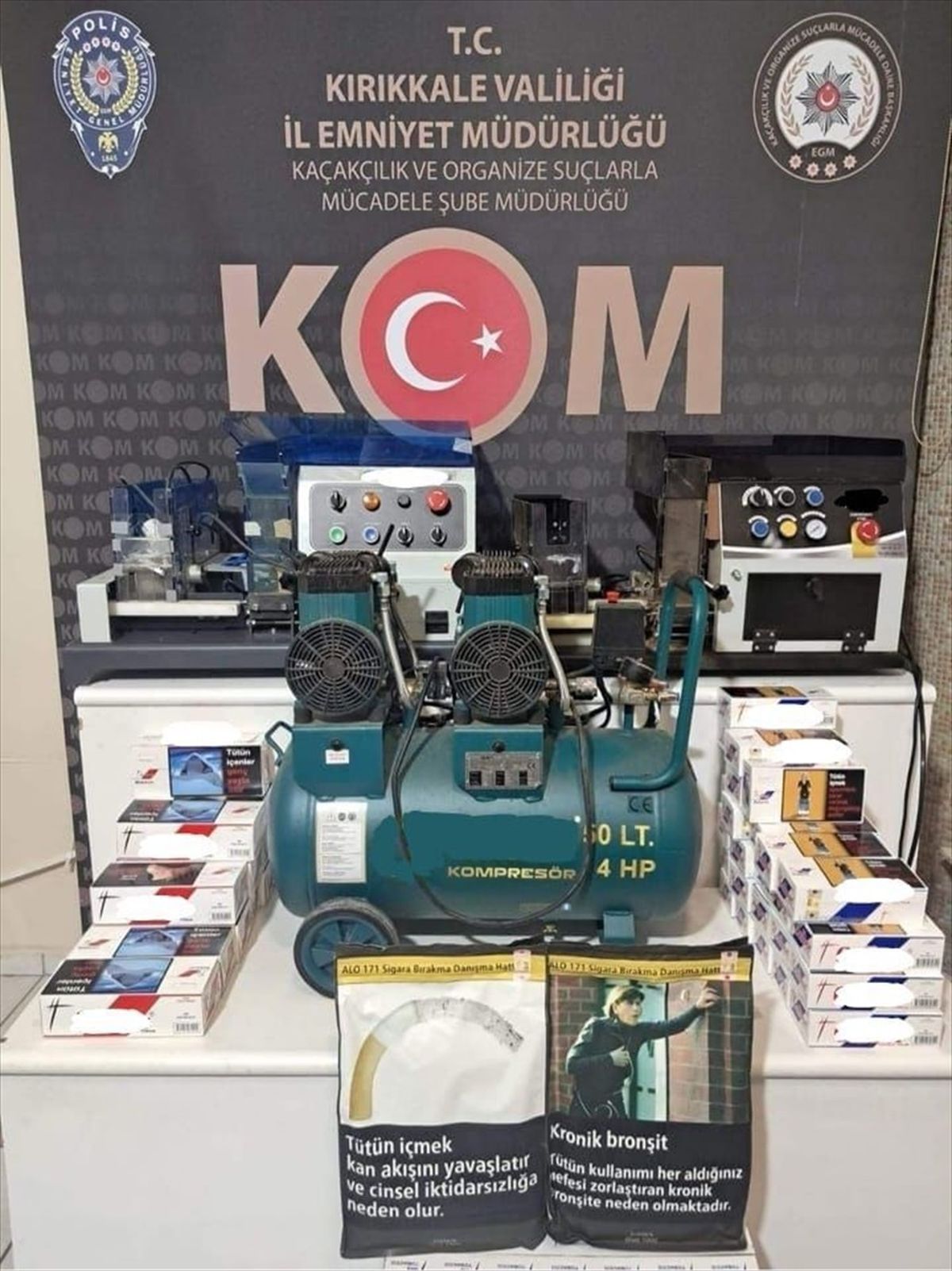 Kırıkkale\'de Kaçak Makaron Operasyonu: 1 Milyon 260 Bin Dolu, 7 Bin 400 Boş Makaron Ele Geçirildi