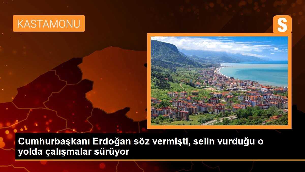 Cumhurbaşkanı Erdoğan söz vermişti, selin vurduğu o yolda çalışmalar sürüyor
