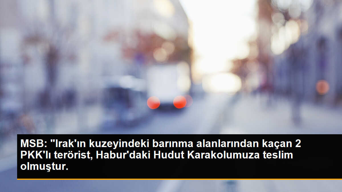 MSB: "Irak\'ın kuzeyindeki barınma alanlarından kaçan 2 PKK\'lı terörist, Habur\'daki Hudut Karakolumuza teslim olmuştur.