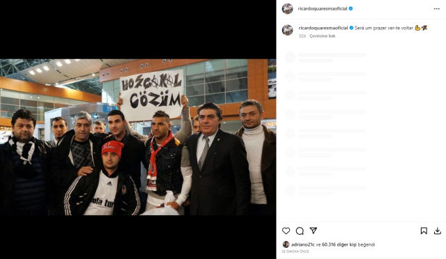 Tek cümlelik de bir not düşen Quaresma'dan Beşiktaş'ın başkan adayı Serdal Adalı'ya destek