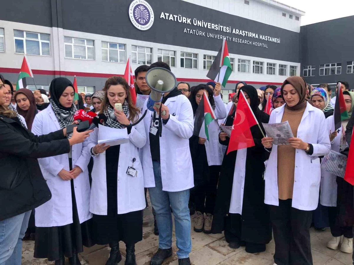 Atatürk Üniversitesi Araştırma Hastanesi\'nden Gazze\'deki sağlık görevlileri için basın açıklaması
