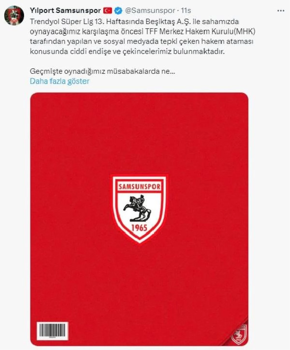 Samsunspor, Beşiktaş maçının hakemi Abdulkadir Bitigen\'i eleştirdi