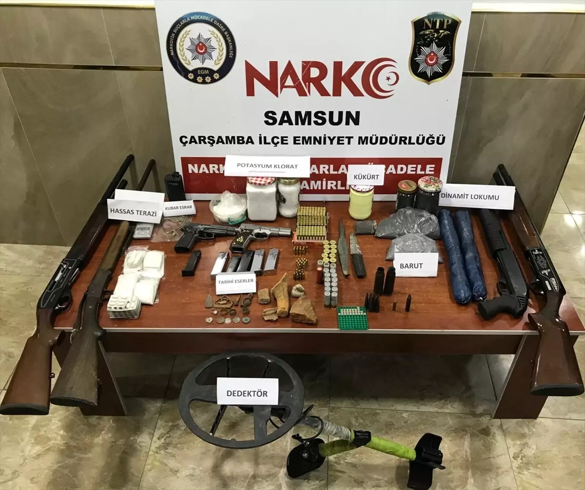 Samsun\'da tarihi eser, uyuşturucu ve patlayıcı ele geçirildi