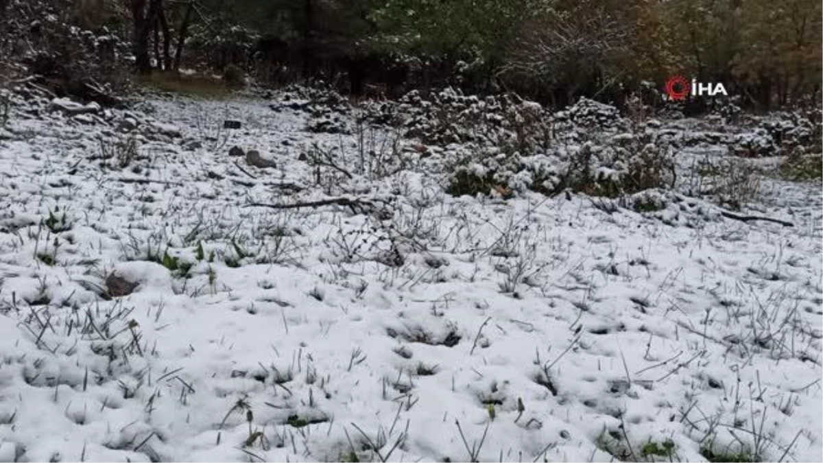 Lapseki\'de Dumanlı Dağı\'na mevsimin ilk karı yağdı