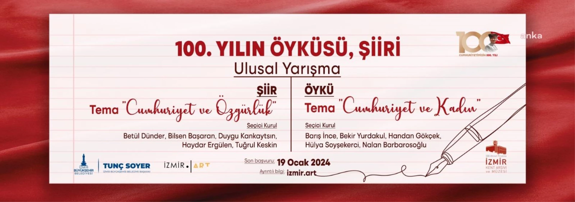 İzmir Büyükşehir Belediyesi 100. Yılın Öyküsü, Şiiri Yarışması Başvuruları Başladı