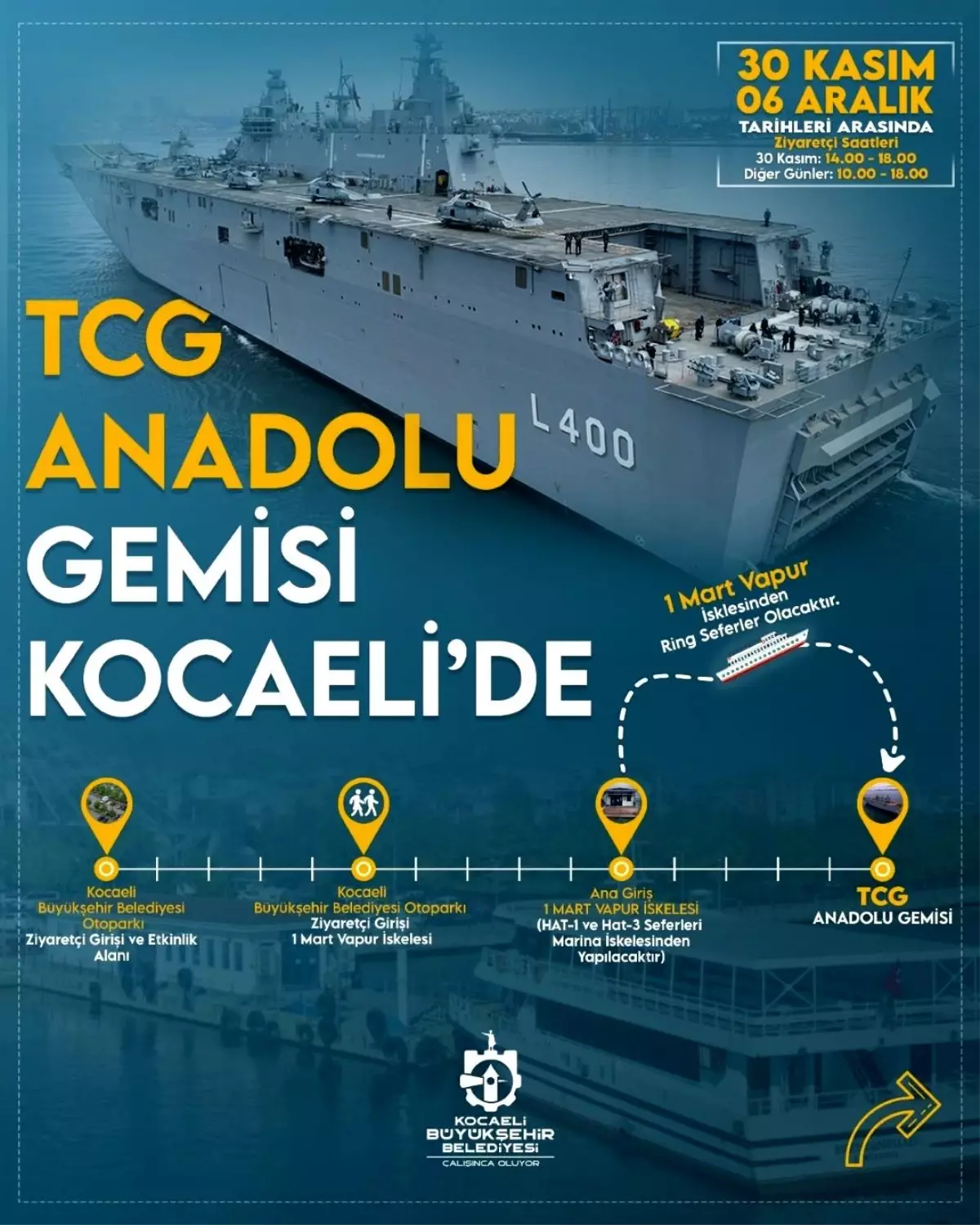 TCG Anadolu İzmit Körfezi\'ne demirleyecek