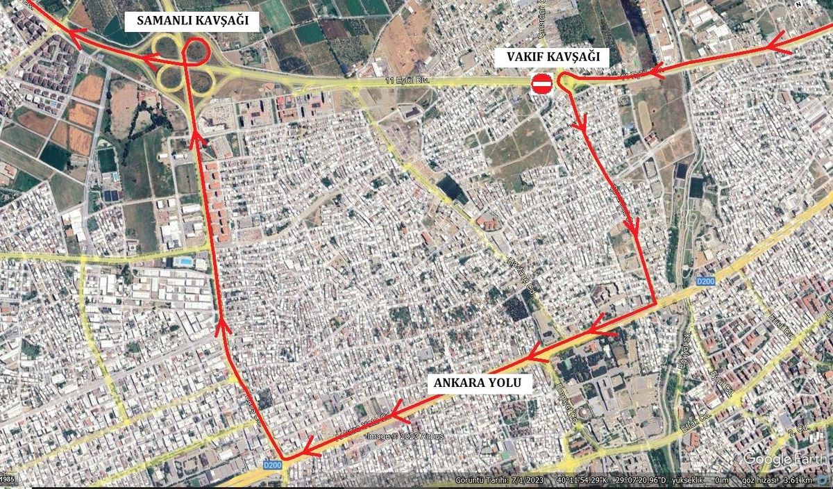 Bursa\'da Elektronik Uyarı Tabelaları Montajı Nedeniyle Yol Trafiğe Kapatılacak