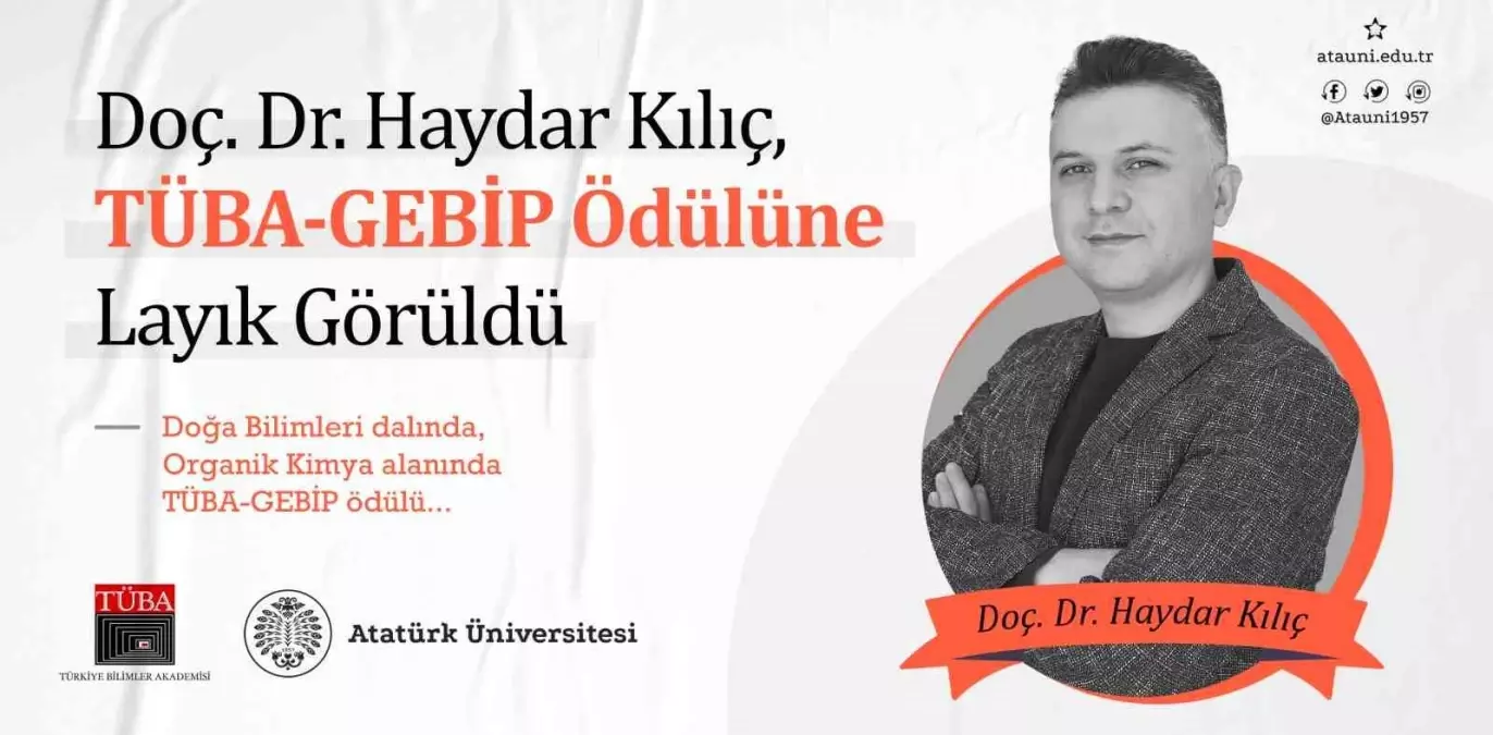 Doç. Dr. Kılıç, TÜBA-GEBİP ödülüne layık görüldü